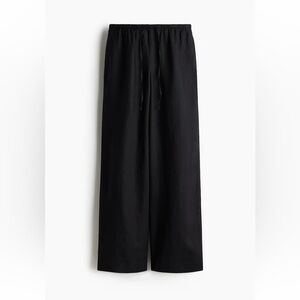 brand new h&m straight leg linen blend pants in black